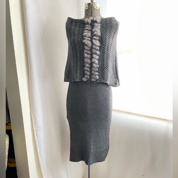 Pink Tartan Dresses & Skirts - Pink Tartan wool blend sweater dress w/angora trim